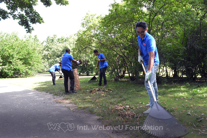 WeLoveU volunteers clean Back Bay Fens in Boston, MA