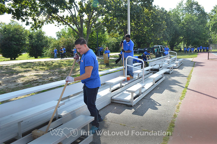 WeLoveU volunteers clean Back Bay Fens in Boston, MA