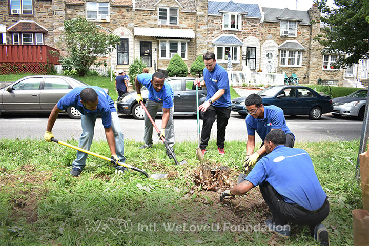WeLoveU volunteers plant wildflowers in Philadelphia.