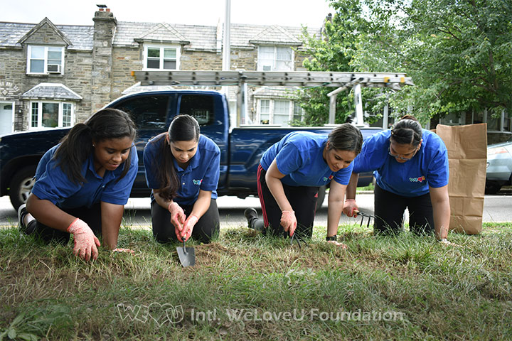 WeLoveU volunteers plant wildflowers in Philadelphia.