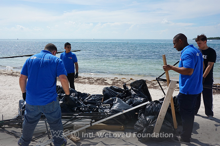WeLoveU volunteers clean Virginia Key Beach Park in Florida.