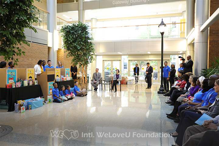 The book delivery ceremony takes place in Christiana Care Hospital