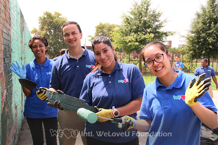 WeLoveU volunteers clean McVeigh Recreation Center and remove graffiti.