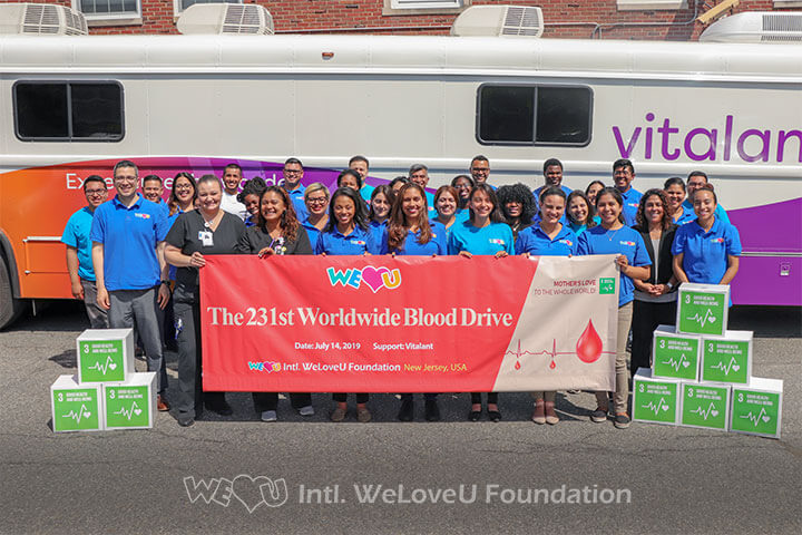 Blood donors participate in WeLoveU's Worldwide Blood Drive Movement in West Orange, NJ