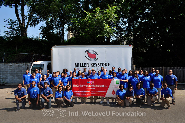 Volunteers donate blood in WeLoveU's global blood drive effort in Philadelphia, PA