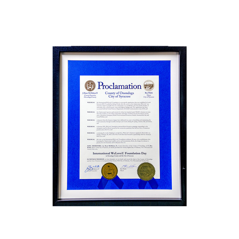 A proclamation from Onondaga County Executive and the mayor of Syracuse