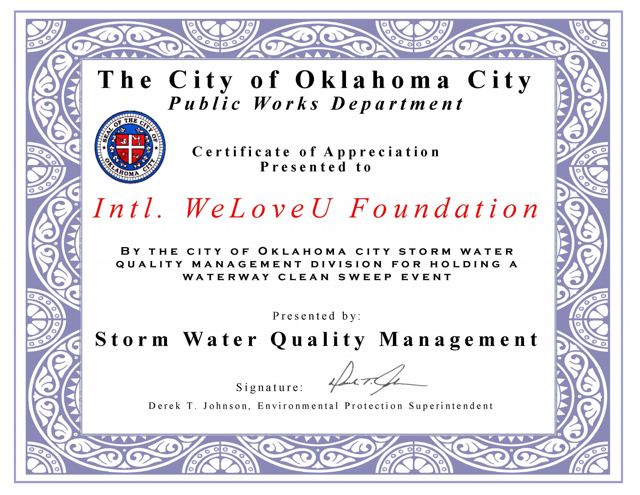 Certificate of Appreciation