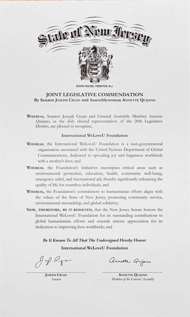 Senator Cryan honors WeLoveU with a joint legislative commendation