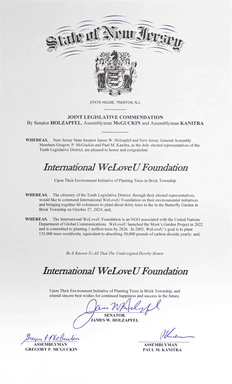 NJ Assembyman Kanitra presents WeLoveU with a joint legislative commendation