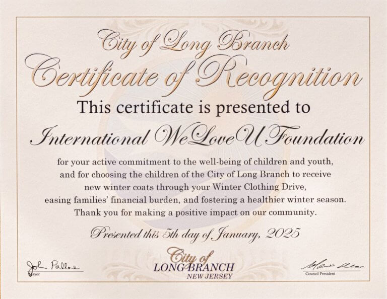 certificate of recognition