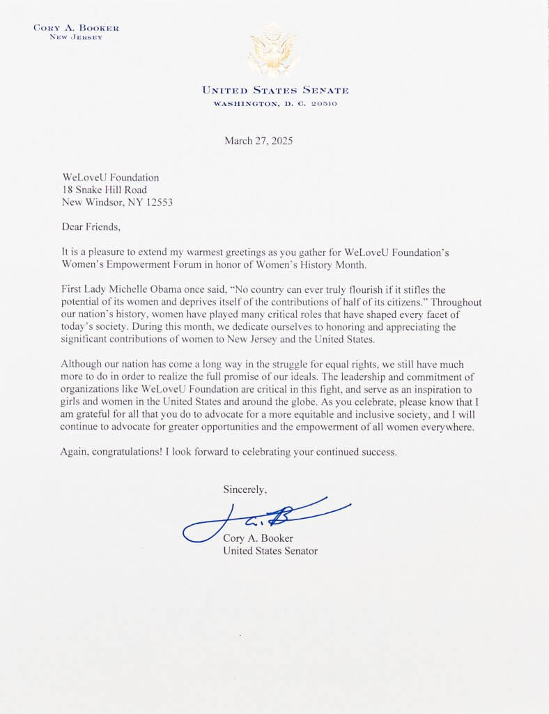Letter from Cory Booker