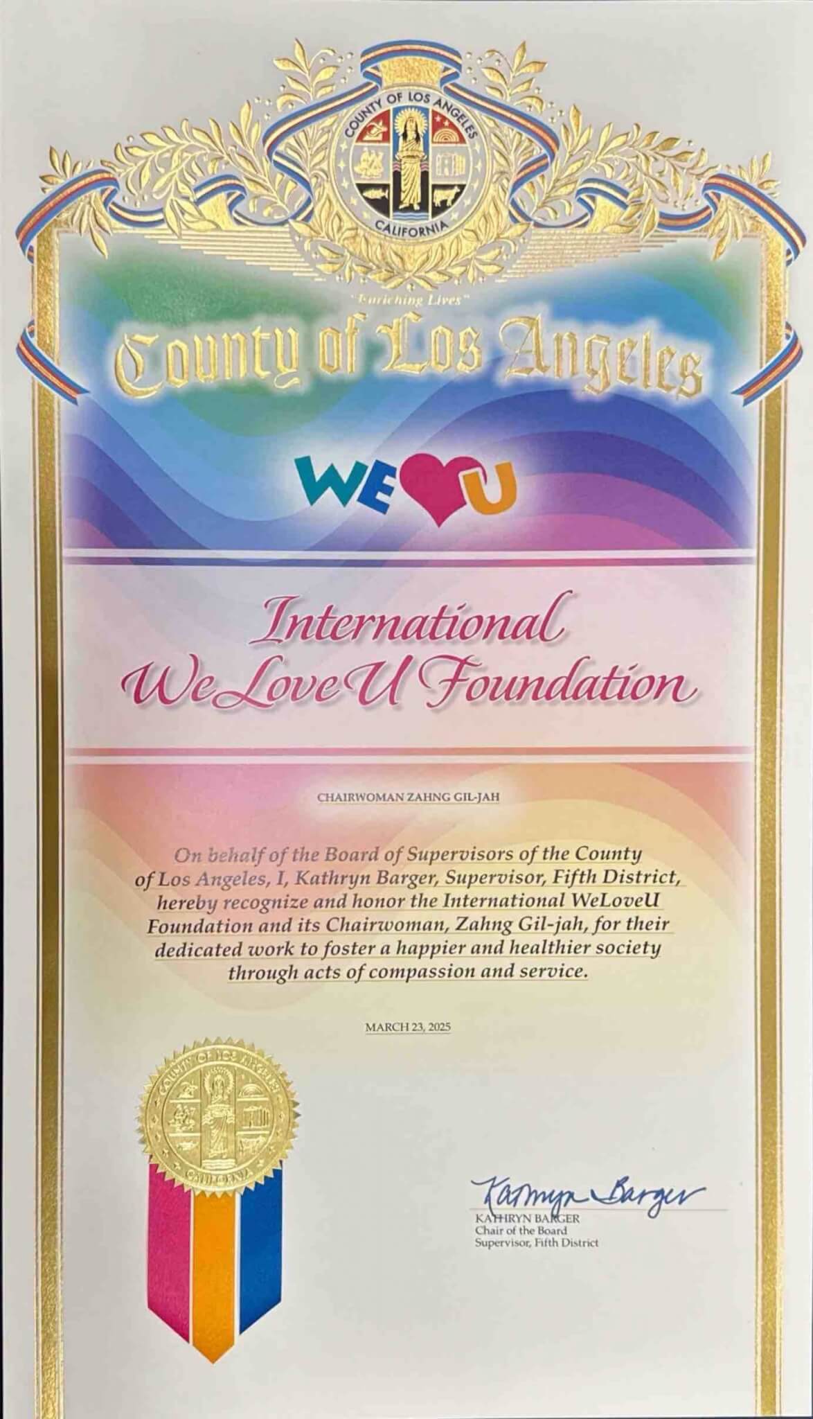 Los Angeles Board of Chair Supervisor