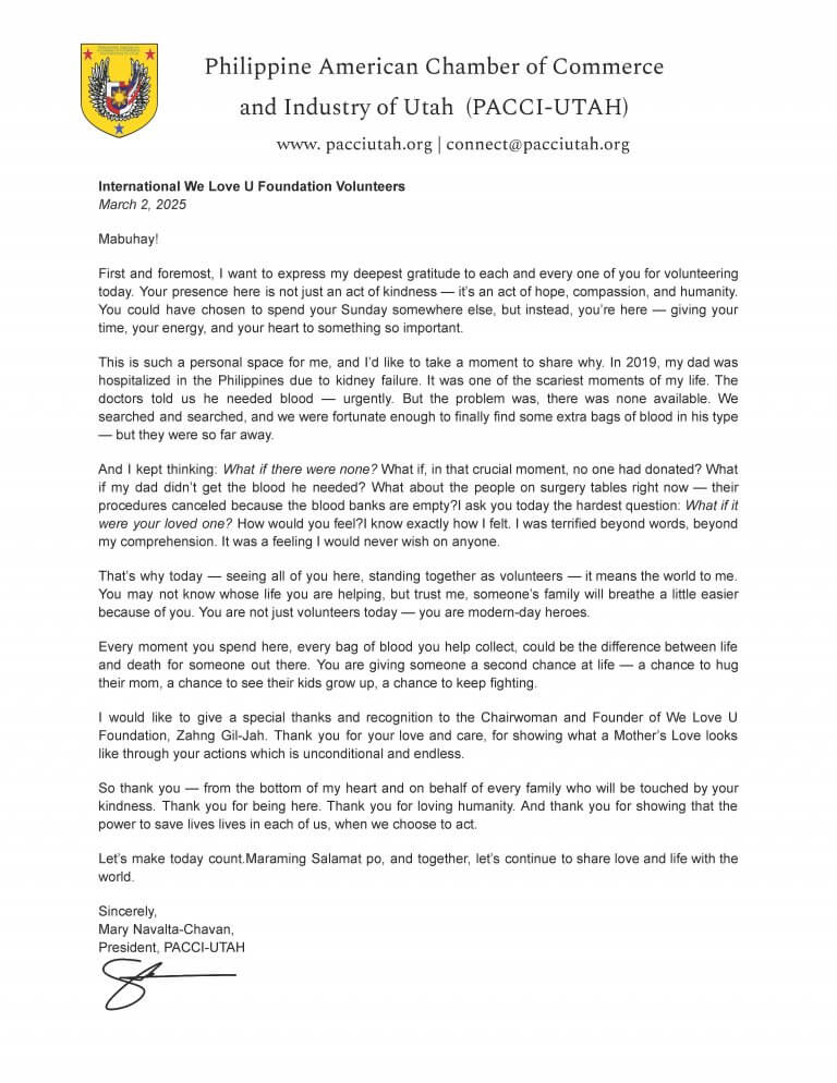 letter of thanks