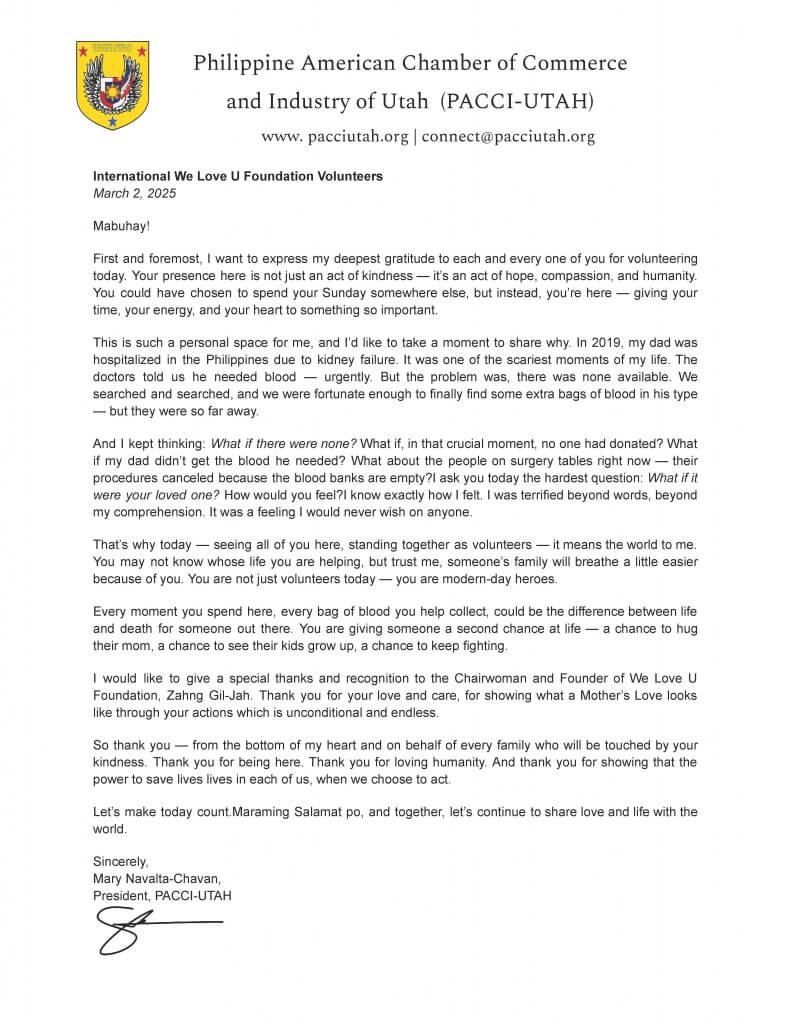 letter of thanks